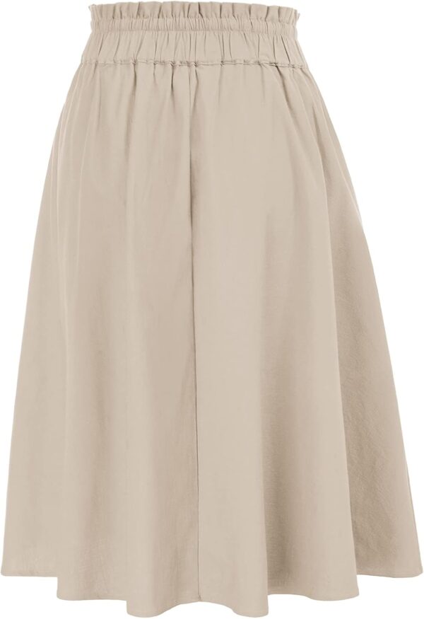 Best women’s linen midi skirt with frill hem and pockets