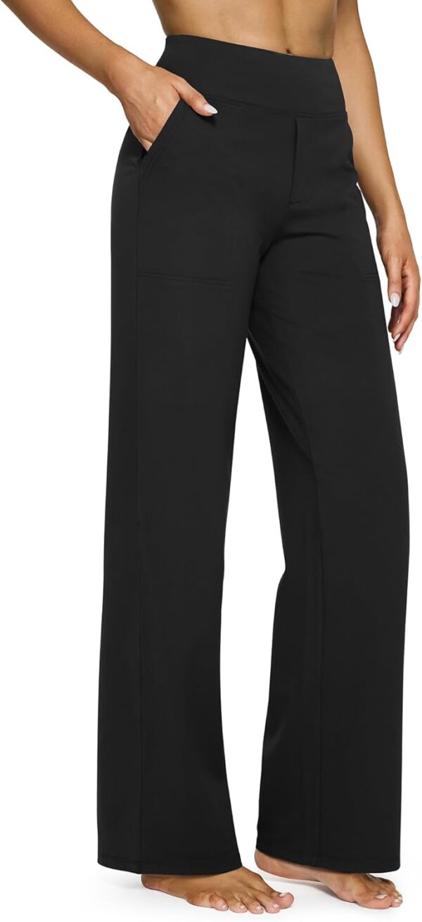 Women’s high-waisted yoga pants with pockets in wide leg style