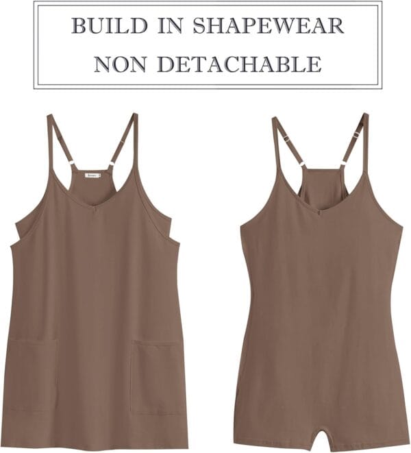 Women's summer tennis dress with built-in shorts, front view