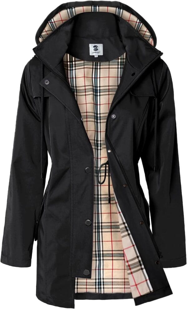 Best women's waterproof hooded rain jacket in vibrant blue color