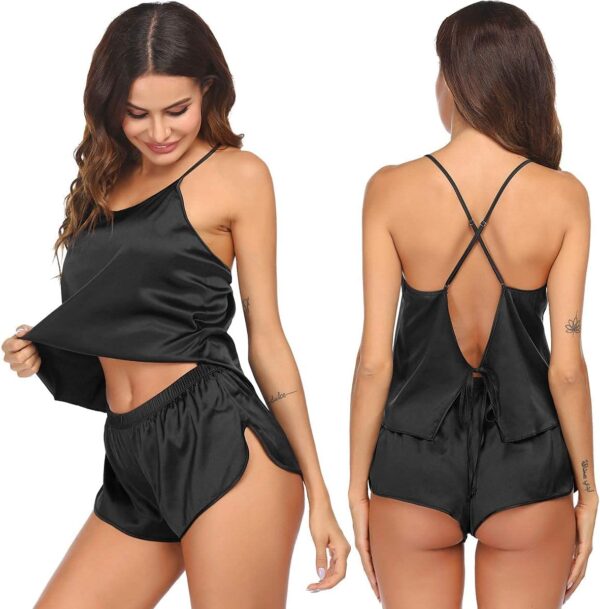 Women's best silk pajamas set with satin cami and shorts
