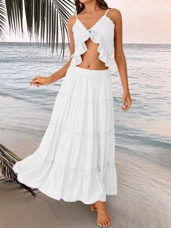 Bohemian tiered A-line maxi skirt with high waist design