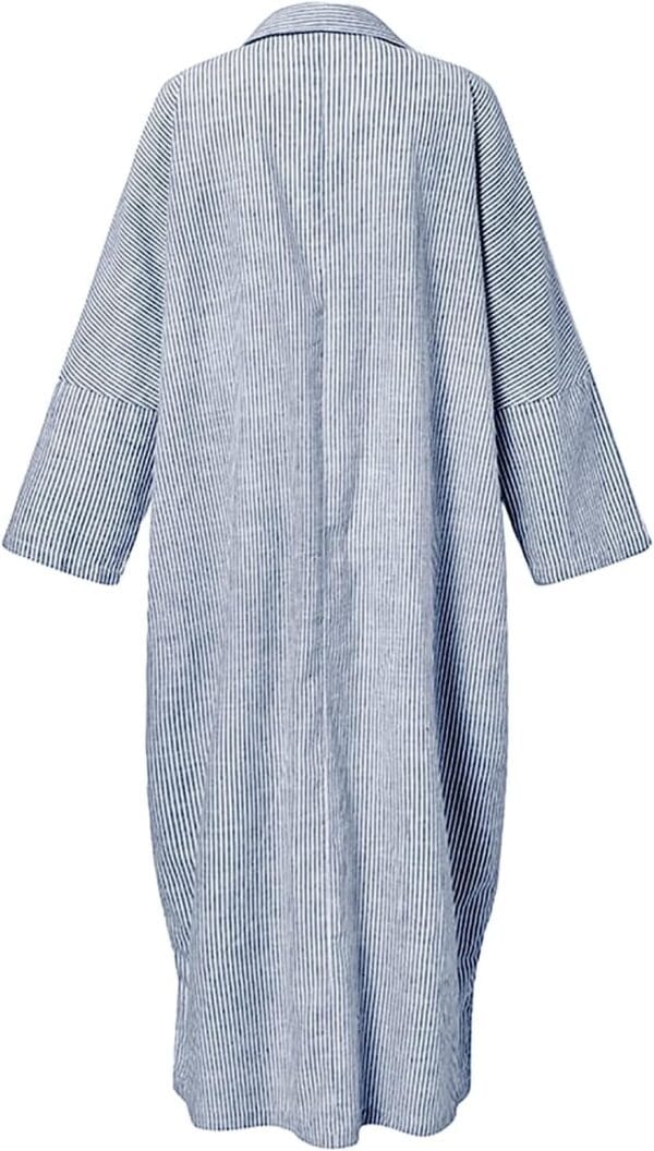 Loose fit striped long sleeve shirt dress for women in casual style