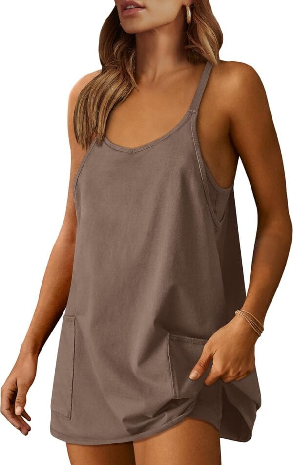Women's summer tennis dress in vibrant color with built-in shorts