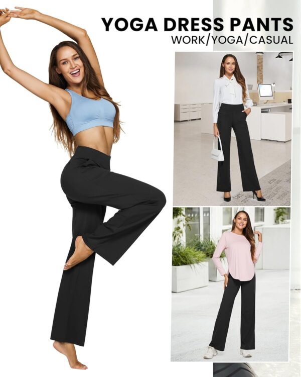 Wide leg high-waisted yoga pants for women with pockets