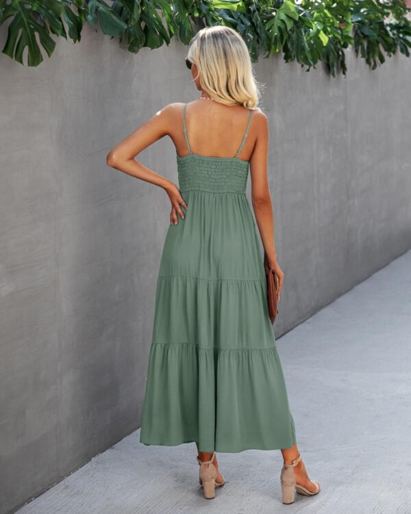 Women's crochet lace maxi beach dress with spaghetti straps