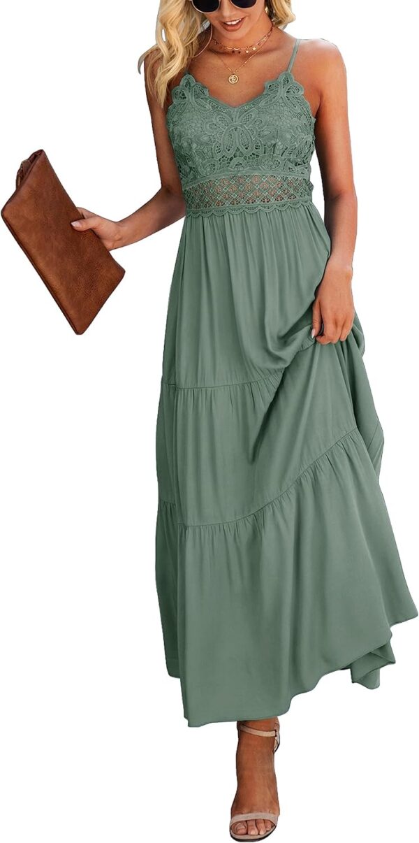Women's crochet lace maxi dress for summer beach outings