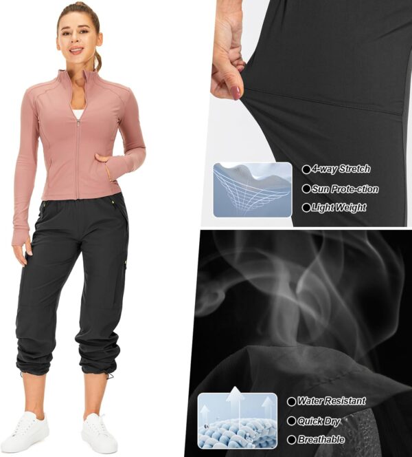 Lightweight women's cargo hiking pants with quick-dry, UPF 50 protection
