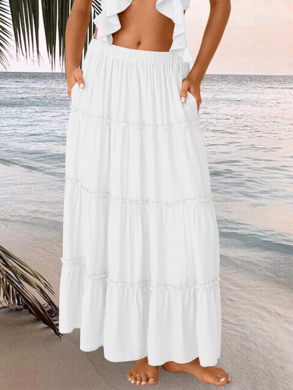 Best bohemian maxi skirt in high waist tiered A-line style