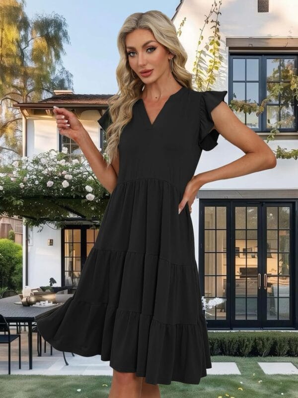 Elegant plus size women's summer midi dress with floral print front view
