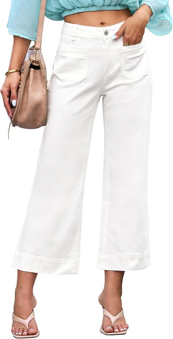 Best high waisted wide leg jeans for women in cropped flare design