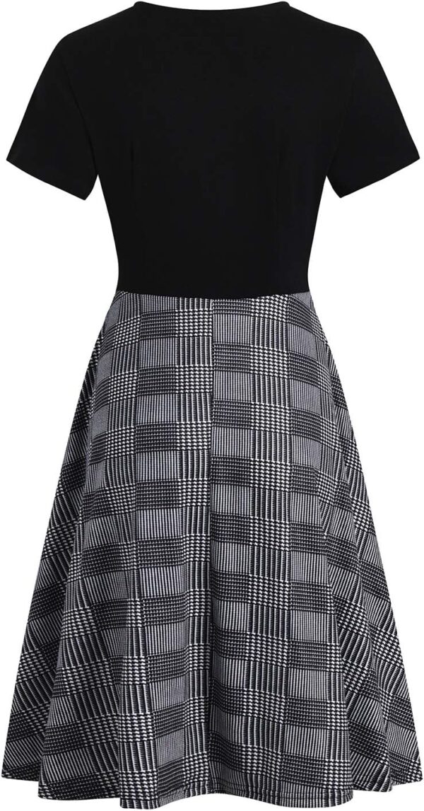 Elegant criss-cross V neck women's work dress in casual fit with pockets
