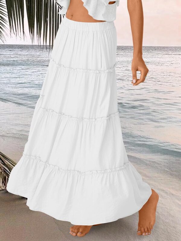Women’s high waist tiered A-line maxi skirt in bohemian style