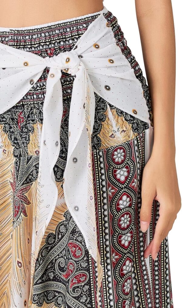 Long women's bohemian maxi skirt with vibrant floral patterns