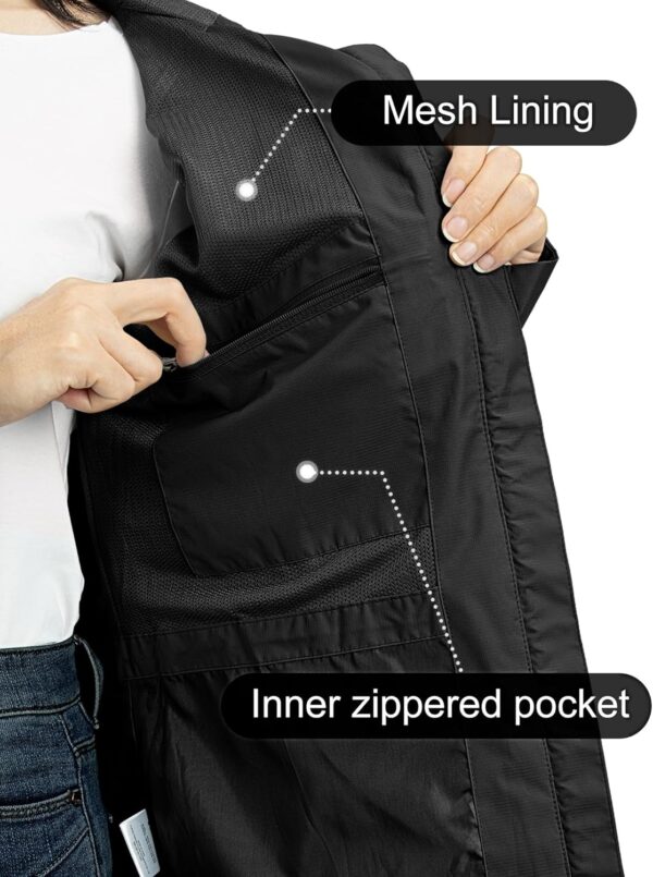 Lightweight women's packable rain jacket in bright blue, ideal for cycling