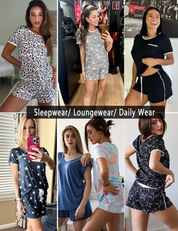 Buy women's pajama set featuring soft fabric and short sleeves