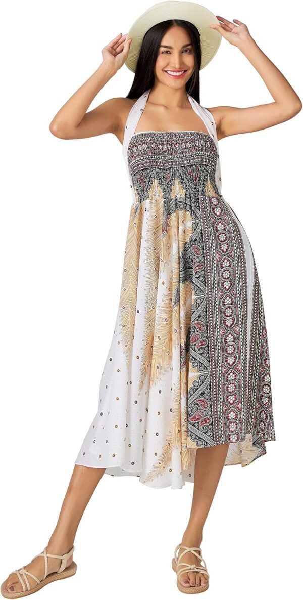 Women's bohemian maxi skirt in vibrant floral print, styled for summer