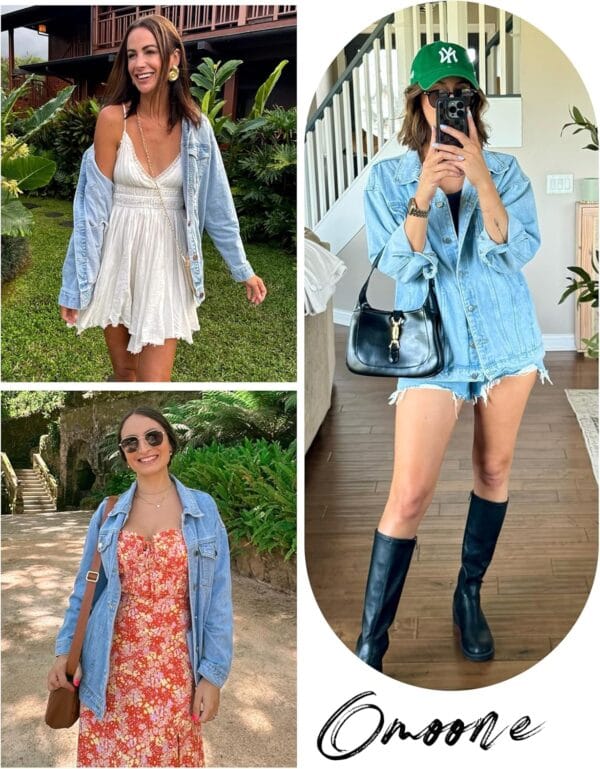 Women’s mid-length oversized denim jacket in casual style