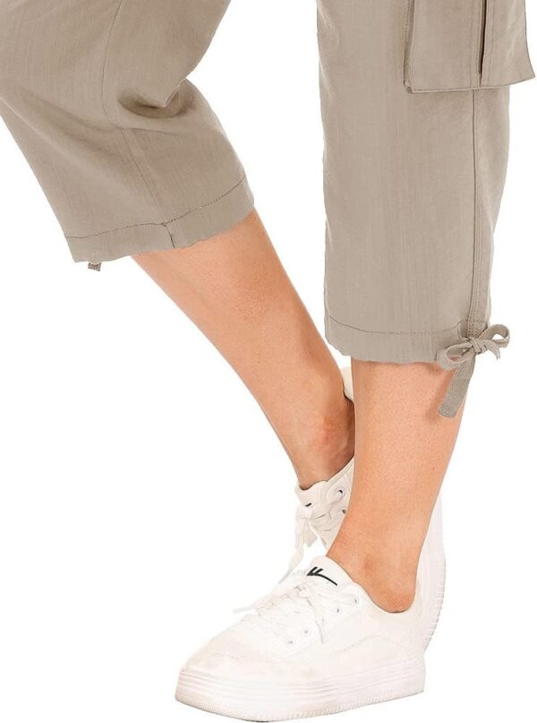 Affordable women's loose fit capris with pockets on a model
