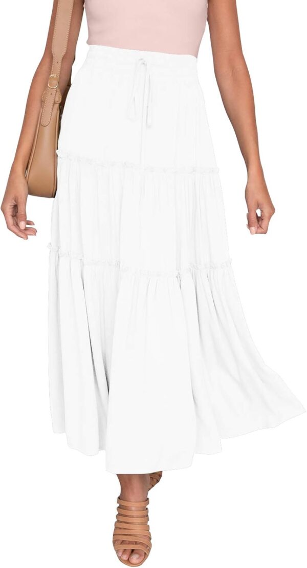 Women’s A-Line elastic waist flowy summer maxi skirt in light fabric