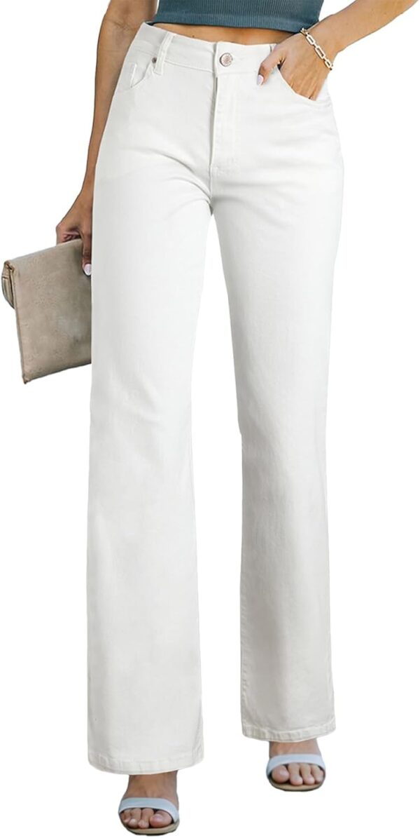 High waisted wide leg jeans with pockets on a white background