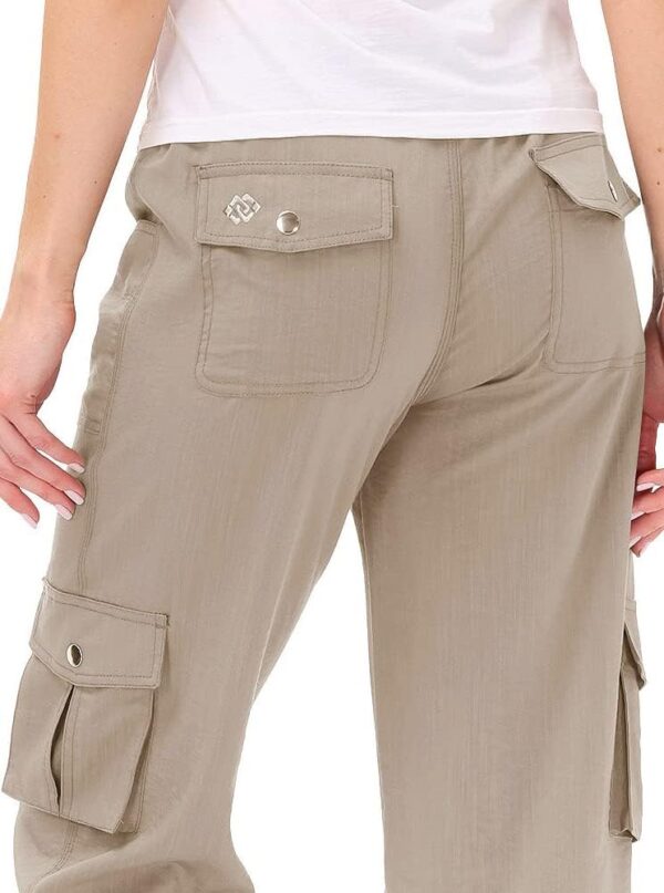 Affordable women's capris with pockets in lightweight fabric, side view