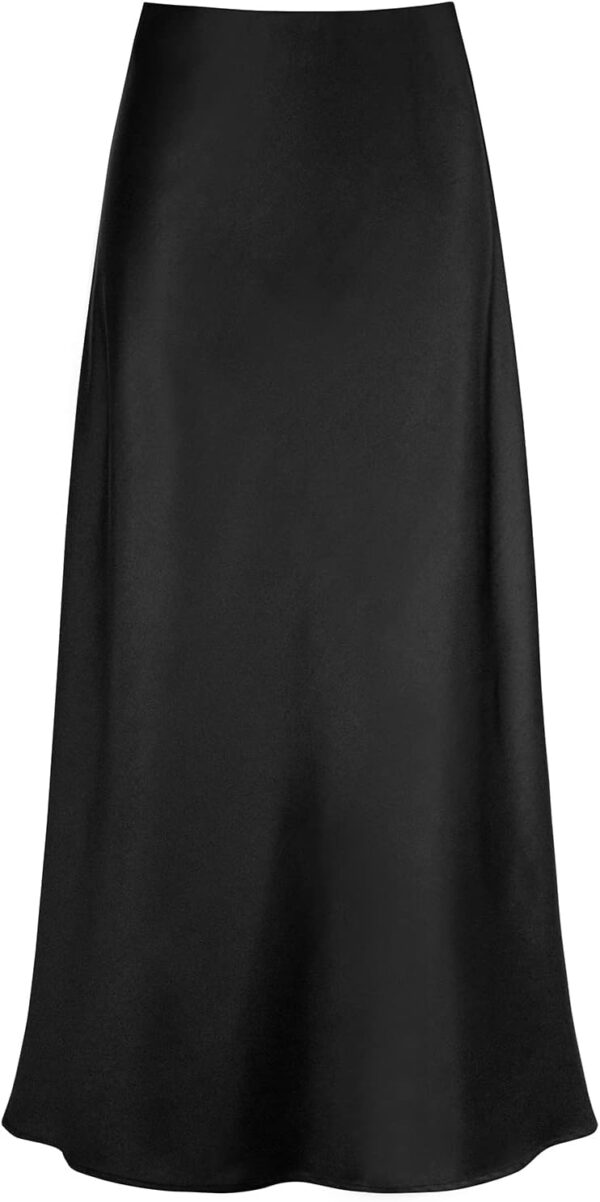 High-waisted women's satin maxi skirt in elegant A-line style