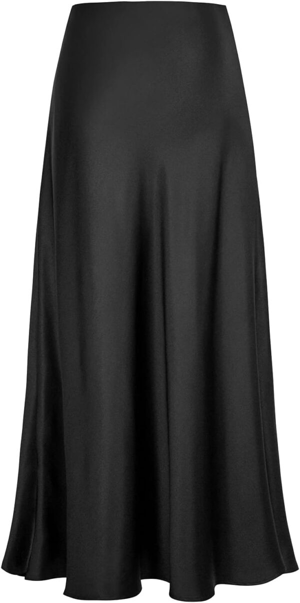 Best women's high waisted satin maxi skirt in A-line silhouette