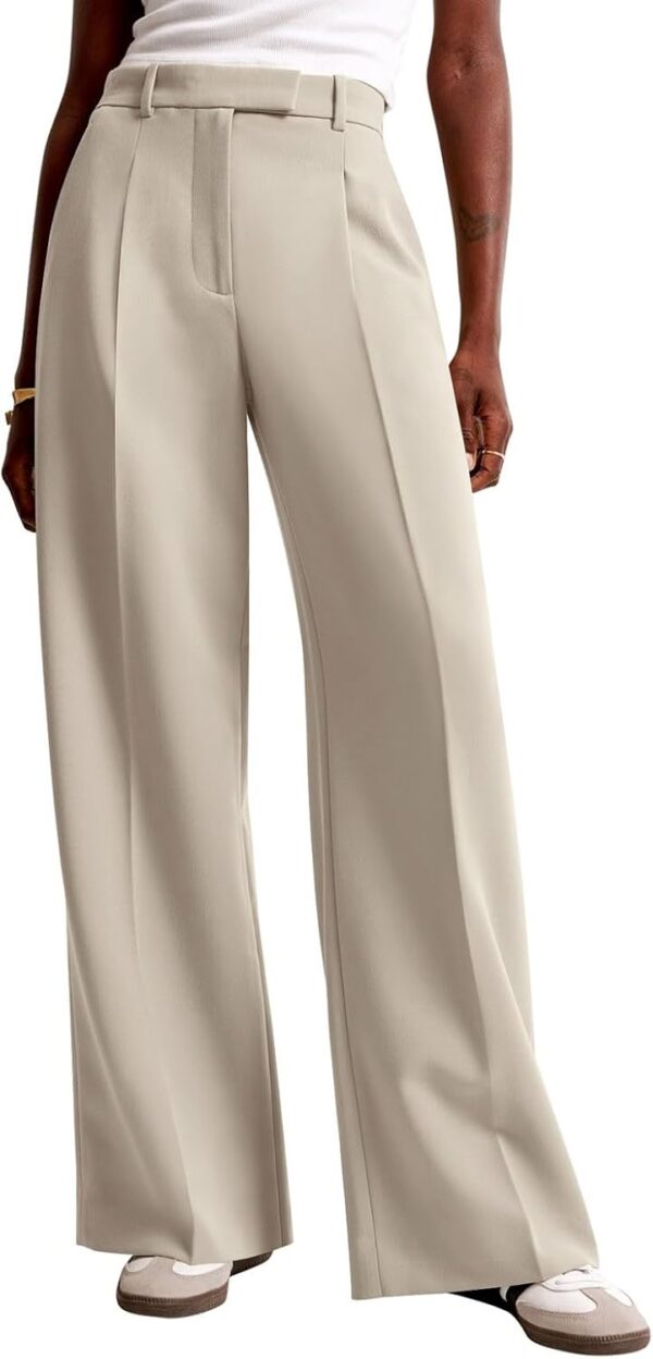 High waisted women's wide leg business casual pants with pockets