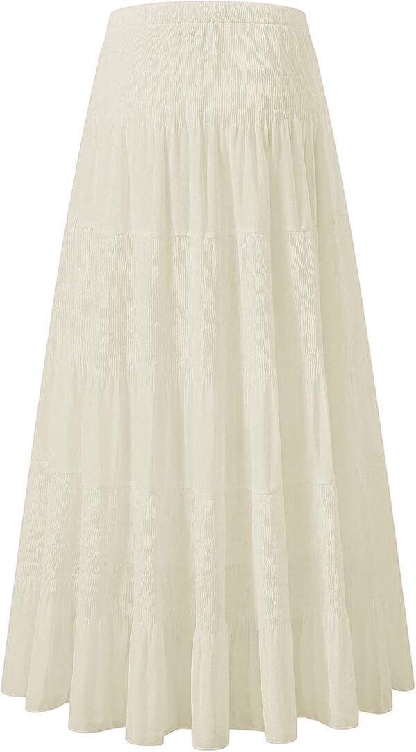 Women's floral chiffon maxi skirt with elastic high waist, front view