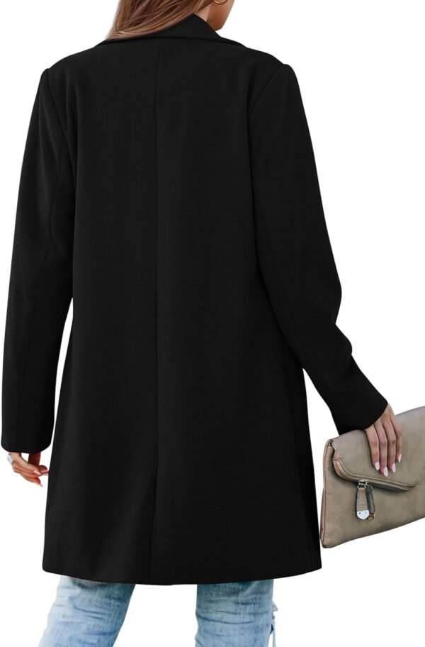 Women's long sleeve loose fit blazer with lapel pockets in a casual style