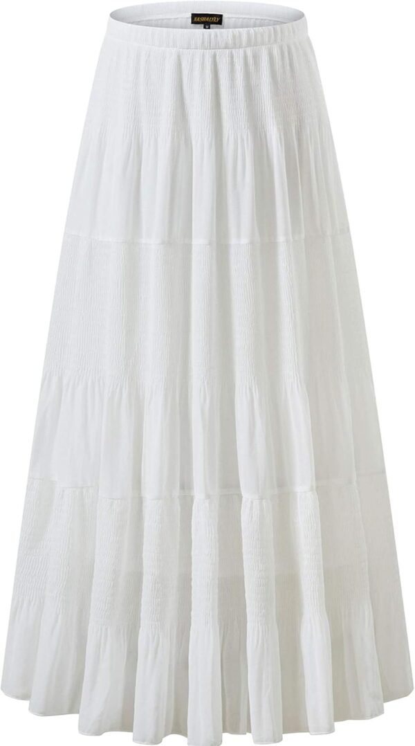 Women's flared A-line chiffon maxi skirt with elastic high waist