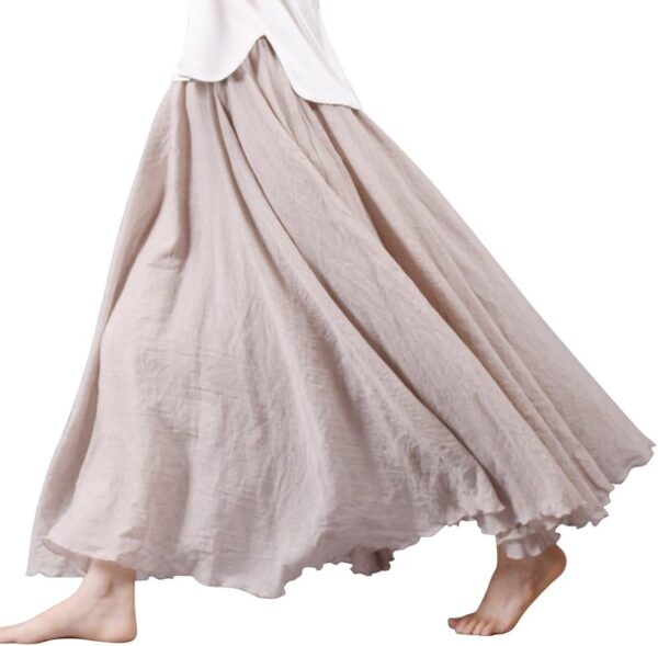 Women's flowy cotton linen casual maxi skirt in a stylish summer look