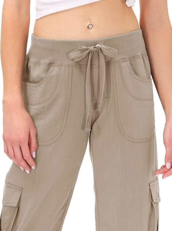 Affordable women's capris with pockets in lightweight, loose fit shown on a model