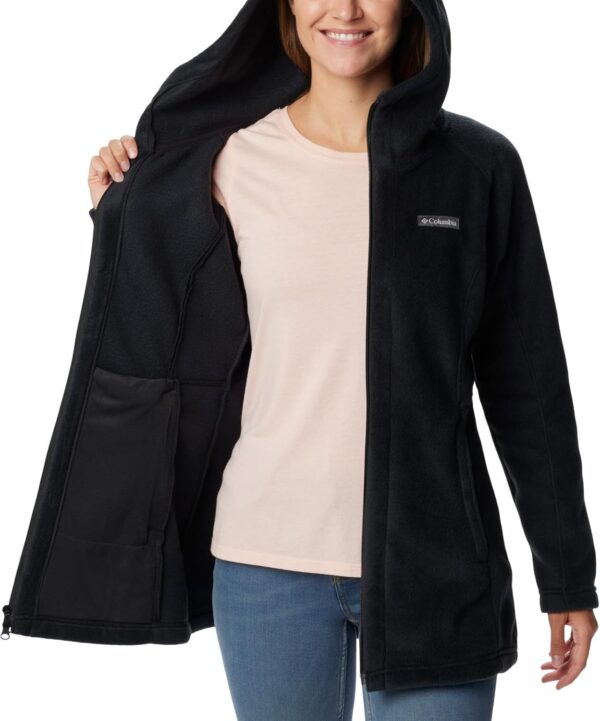 Women's long Columbia fleece hoodie Benton Springs II in forest green