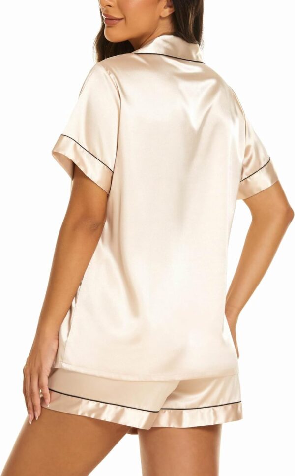 Affordable women's satin pajama set with short sleeves in soft fabric