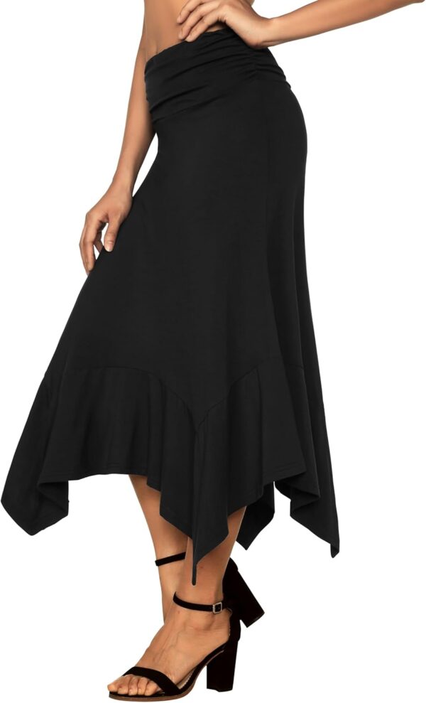 Women's boho flowy skirt with a handkerchief hemline in a vintage floral print