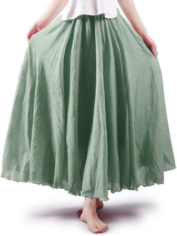 Women's bohemian maxi skirt in cotton linen with elastic waist