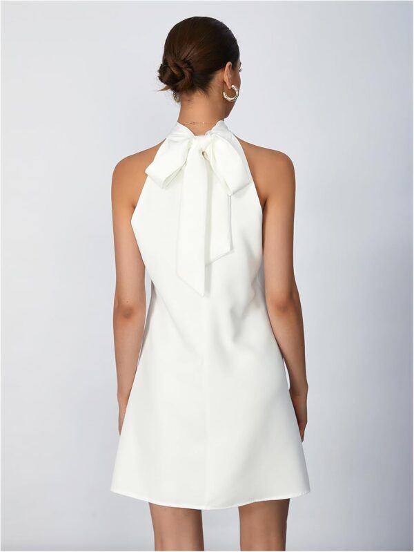Beaded women's halter neck cocktail dress in A-line silhouette