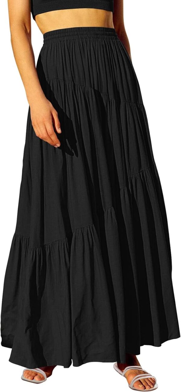 Women's bohemian maxi skirt in high waist A-line, tiered design