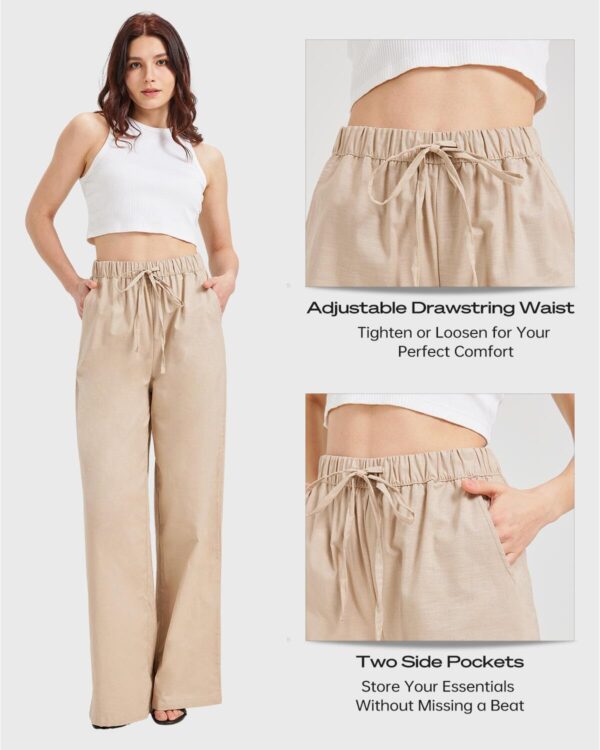 High-waisted lightweight linen pants for women in palazzo style