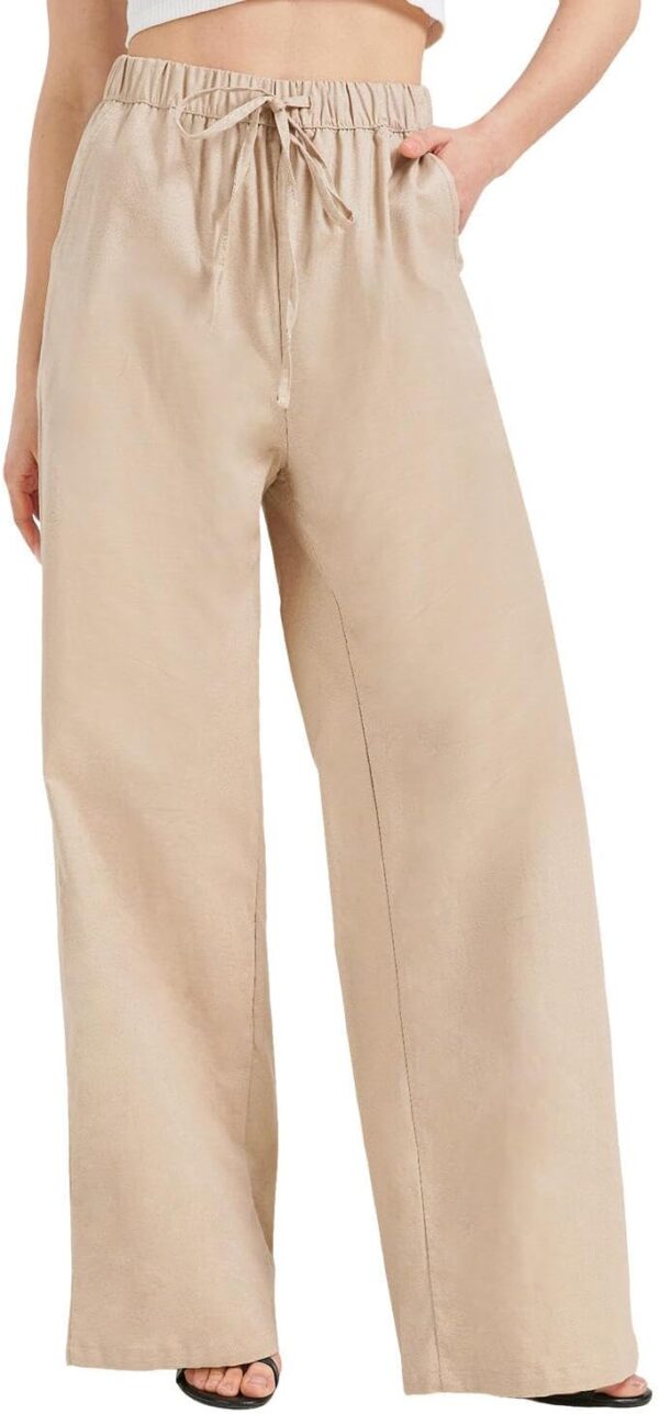 High waisted lightweight linen pants for women in palazzo style