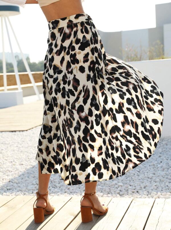 Buy women's boho leopard skirt with a high-low split design full view