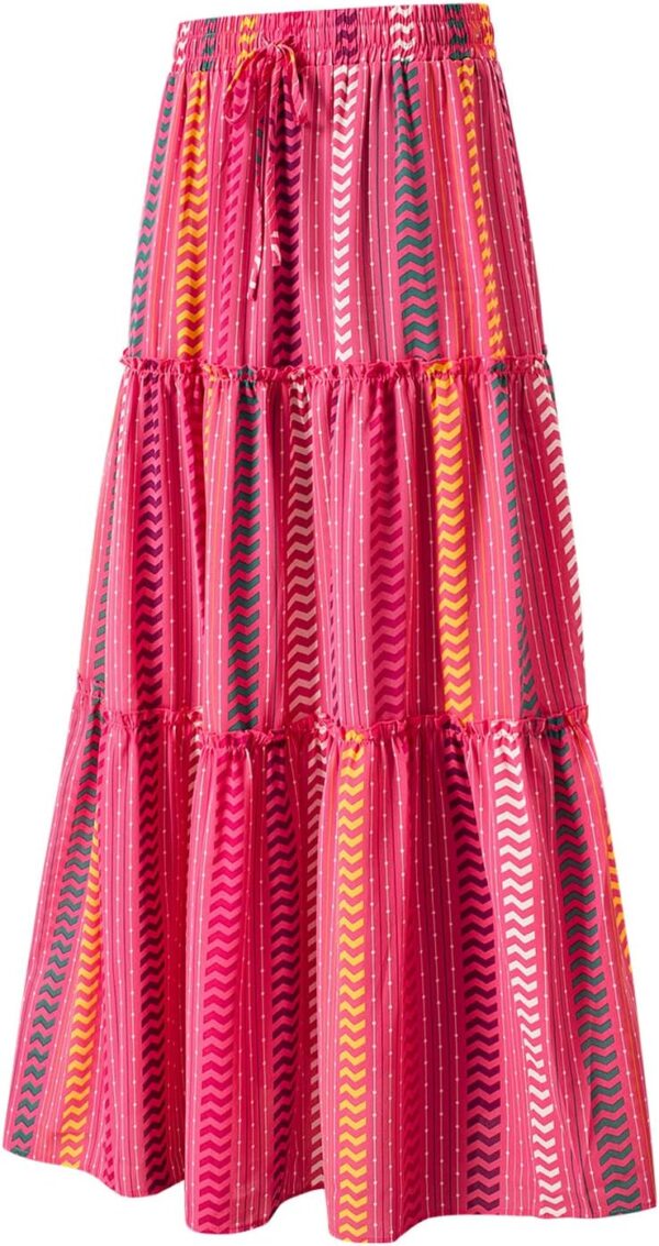 Best floral maxi skirt for summer in boho ruffle style, size S-XL