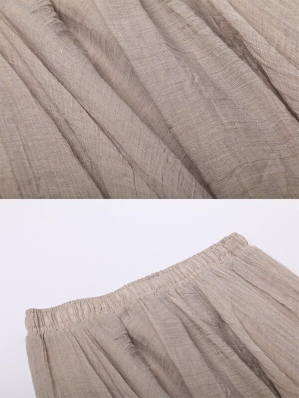 Women's casual flowy maxi skirt in light cotton linen texture