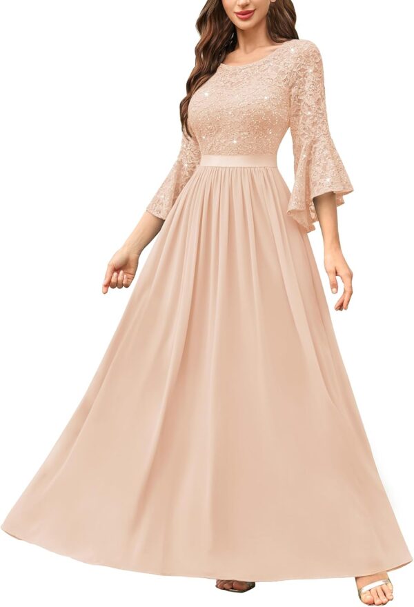 Miusol women's elegant evening dress with sequins and lace details