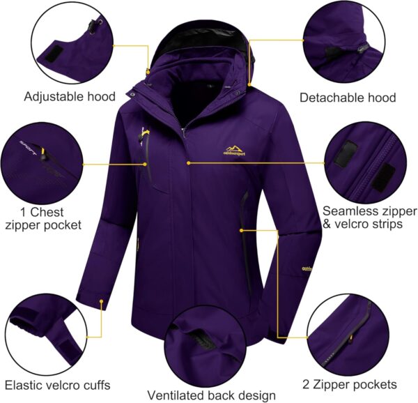 3-in-1 waterproof ski parka for women with fleece lining, front view