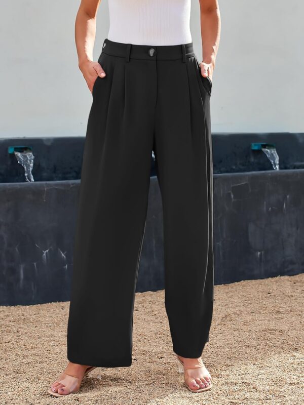 High waisted wide leg dress pants for women in elegant black
