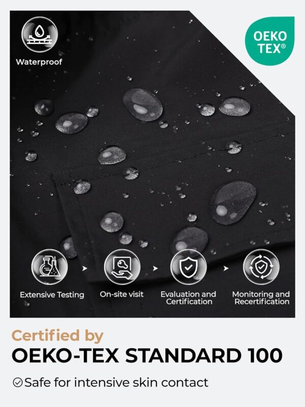 Women's stylish waterproof rain jacket with hood, perfect for outdoor activities.
