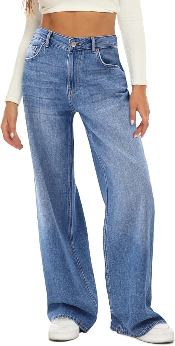 High waisted loose fit jeans for women in baggy style showing front view